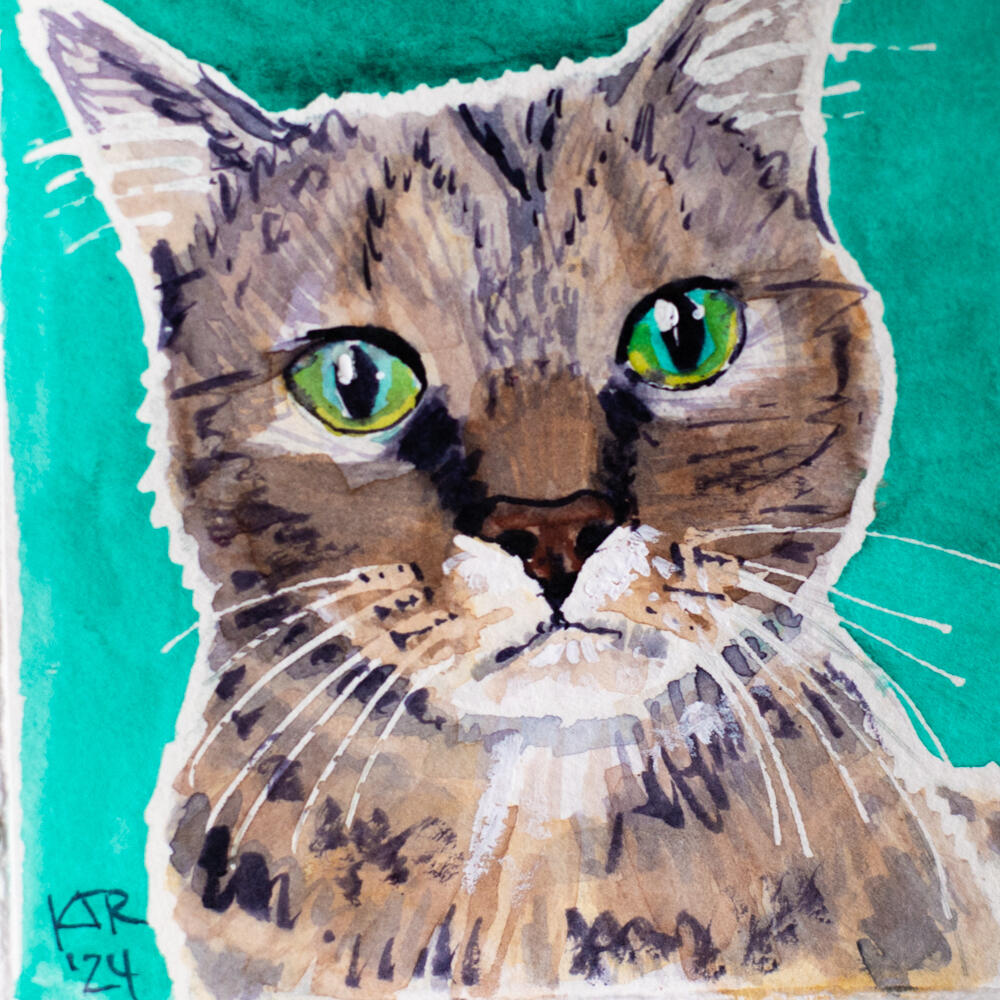 4x4 Pet Water Color and Ink Portraits